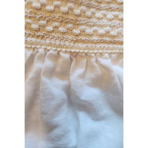 White Cotton Elastic Waist Mini Skirt With Shirred Detailing & Flowy Design - Picture 14 of 14